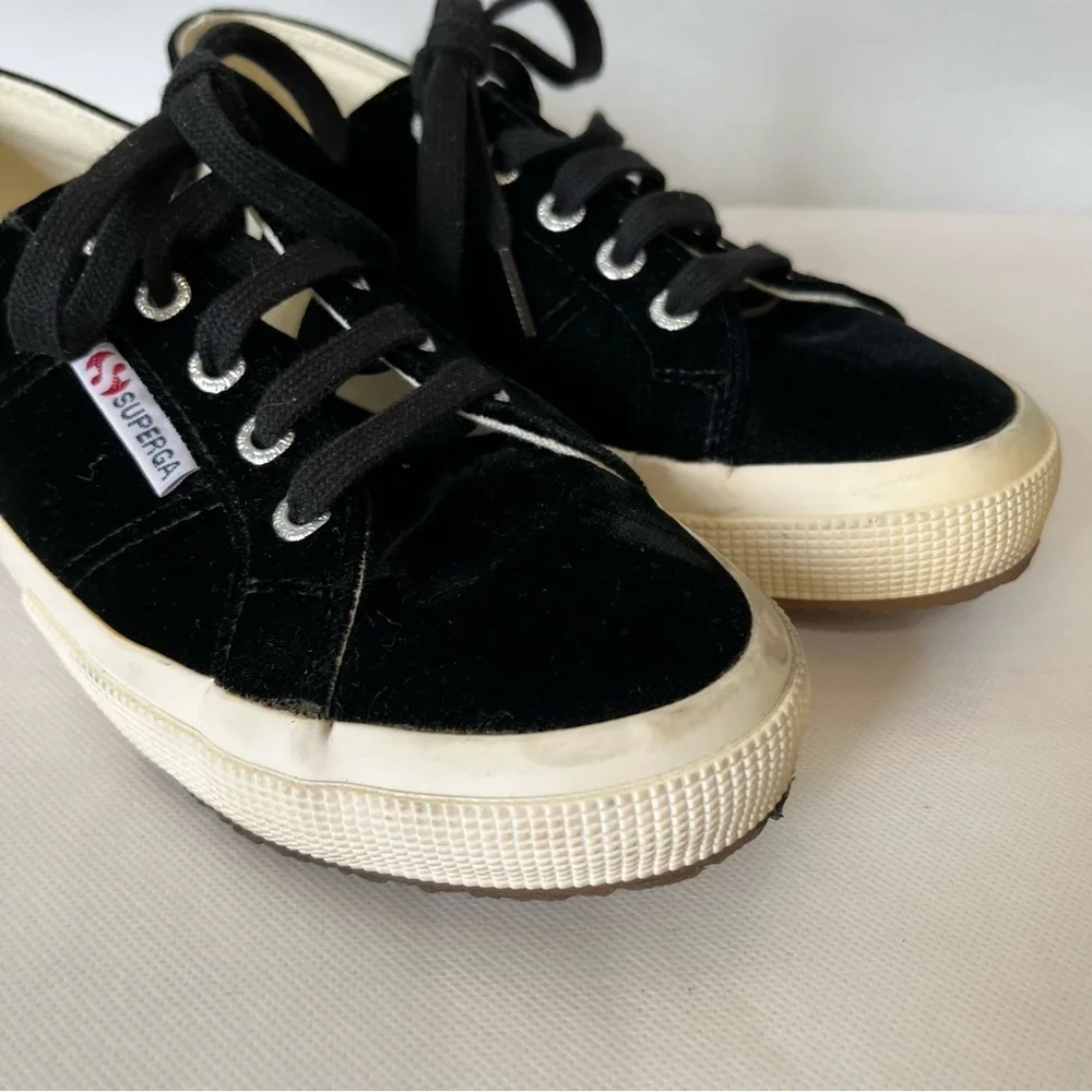 Superga Black Velvet Sneakers